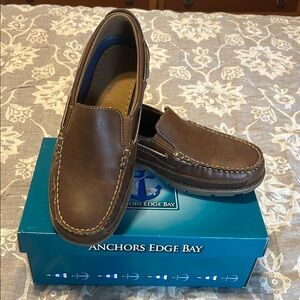 NEW: Anchors Edge Bay Ashton 11-7 Brown Leather Loafers Slip-Ons